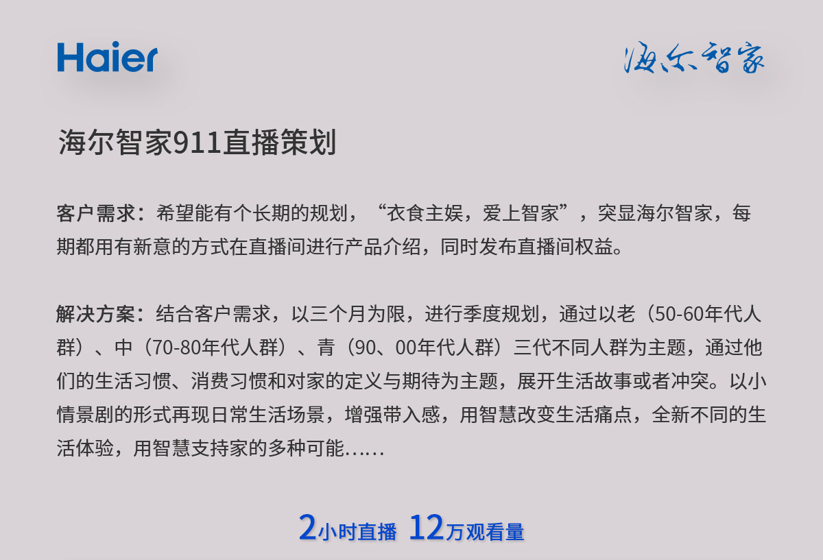 海爾直播策劃